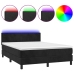 Cama box spring colchón y LED terciopelo negro 140x190 cm