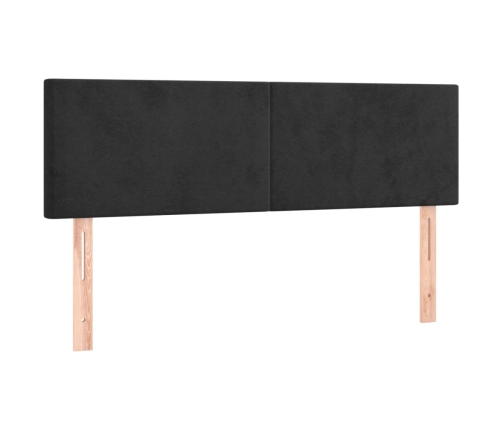 Cama box spring colchón y LED terciopelo negro 140x190 cm