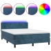 Cama box spring colchón y LED terciopelo azul oscuro 140x190 cm