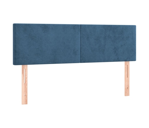 Cama box spring colchón y LED terciopelo azul oscuro 140x190 cm