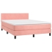 Cama box spring colchón y LED terciopelo rosa 140x190 cm