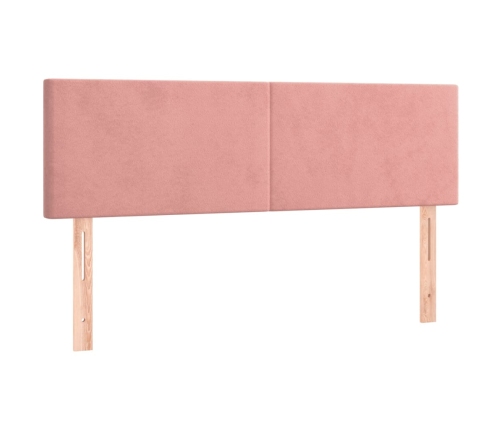 Cama box spring colchón y LED terciopelo rosa 140x190 cm