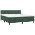 Cama box spring colchón y LED terciopelo verde oscuro 160x200cm