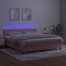 Cama box spring colchón y LED terciopelo rosa 160x200 cm