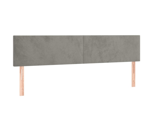 Cama box spring colchón y LED terciopelo gris claro 180x200 cm