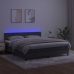 Cama box spring colchón y LED terciopelo gris oscuro 180x200 cm