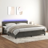 Cama box spring colchón y LED terciopelo gris oscuro 200x200 cm