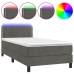 Cama box spring colchón y LED terciopelo gris oscuro 80x200 cm