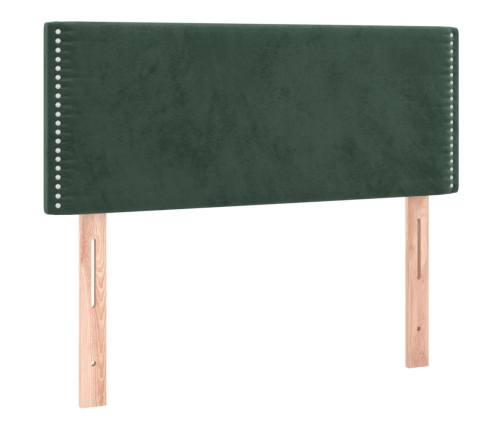 Cama box spring colchón y LED terciopelo verde oscuro 80x200 cm