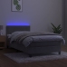 Cama box spring colchón y LED terciopelo gris claro 90x190 cm