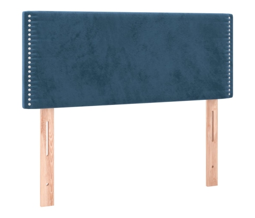 Cama box spring colchón y LED terciopelo azul oscuro 90x190 cm