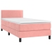 Cama box spring colchón y LED terciopelo rosa 90x190 cm