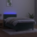 Cama box spring colchón y LED terciopelo verde oscuro 90x200 cm