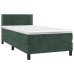 Cama box spring colchón y LED terciopelo verde oscuro 90x200 cm