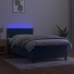 Cama box spring colchón y LED terciopelo azul oscuro 90x200 cm