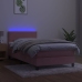 Cama box spring colchón y LED terciopelo rosa 90x200 cm