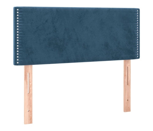Cama box spring colchón y LED terciopelo azul oscuro 100x200 cm