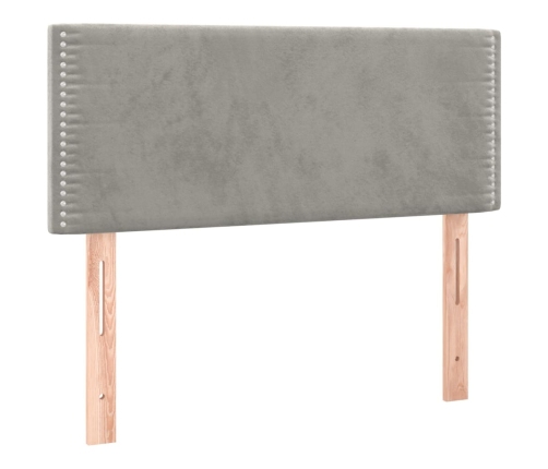 Cama box spring colchón y LED terciopelo gris claro 120x200 cm
