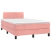 Cama box spring colchón y LED terciopelo rosa 120x200 cm