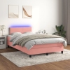 Cama box spring colchón y LED terciopelo rosa 120x200 cm