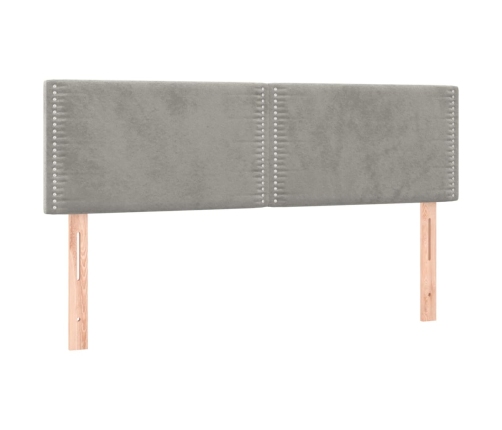 Cama box spring colchón y LED terciopelo gris claro 140x190 cm