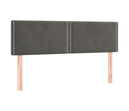 Cama box spring colchón y LED terciopelo gris oscuro 140x190 cm