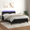 Cama box spring colchón y LED terciopelo negro 140x190 cm