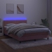 Cama box spring colchón y LED terciopelo rosa 140x190 cm