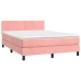 Cama box spring colchón y LED terciopelo rosa 140x190 cm