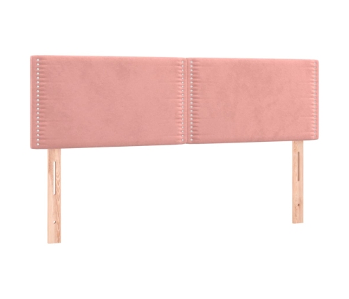 Cama box spring colchón y LED terciopelo rosa 140x190 cm