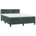 Cama box spring colchón y LED terciopelo verde oscuro 140x200cm