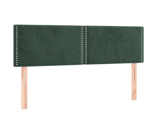 Cama box spring colchón y LED terciopelo verde oscuro 140x200cm