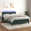 Cama box spring colchón y LED terciopelo verde oscuro 140x200cm