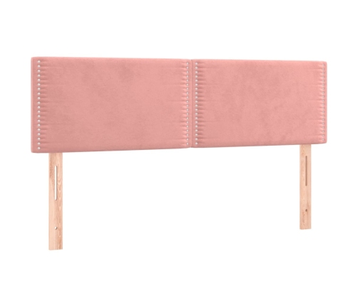 Cama box spring colchón y LED terciopelo rosa 140x200 cm