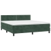 Cama box spring colchón y LED terciopelo verde oscuro 160x200cm