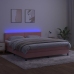 Cama box spring colchón y LED terciopelo rosa 160x200 cm