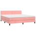 Cama box spring colchón y LED terciopelo rosa 160x200 cm