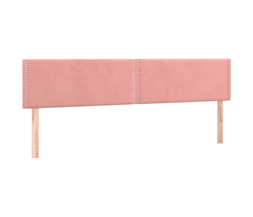 Cama box spring colchón y LED terciopelo rosa 160x200 cm