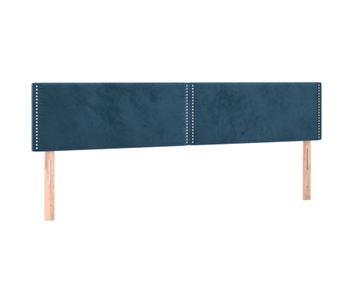 Cama box spring colchón y LED terciopelo azul oscuro 180x200 cm