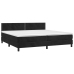 Cama box spring colchón y LED terciopelo negro 200x200 cm