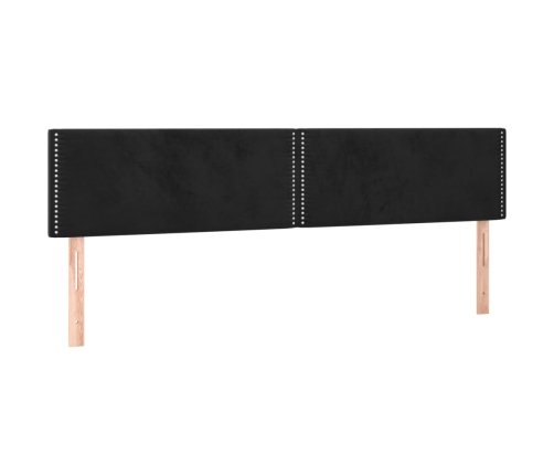 Cama box spring colchón y LED terciopelo negro 200x200 cm