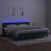 Cama box spring colchón y LED terciopelo verde oscuro 200x200cm