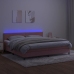 Cama box spring colchón y LED terciopelo rosa 200x200 cm