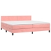 Cama box spring colchón y LED terciopelo rosa 200x200 cm