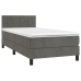 Cama box spring colchón y LED terciopelo gris oscuro 80x200 cm