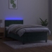 Cama box spring colchón y LED terciopelo verde oscuro 80x200 cm