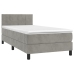 Cama box spring colchón y LED terciopelo gris claro 90x190 cm