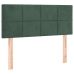Cama box spring colchón y LED terciopelo verde oscuro 90x190 cm