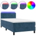 Cama box spring colchón y LED terciopelo azul oscuro 90x190 cm