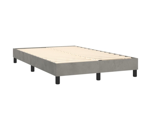 vidaXL Cama box spring colchón y LED terciopelo gris claro 120x200 cm